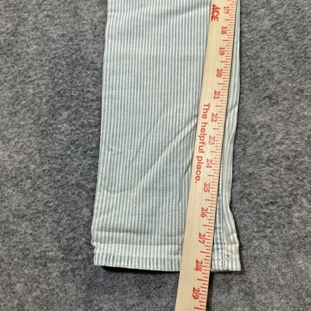 New Gap 1969‎ Girlfriend Jeans Womens 25r White Blue Pinstripe Bleached Railroad